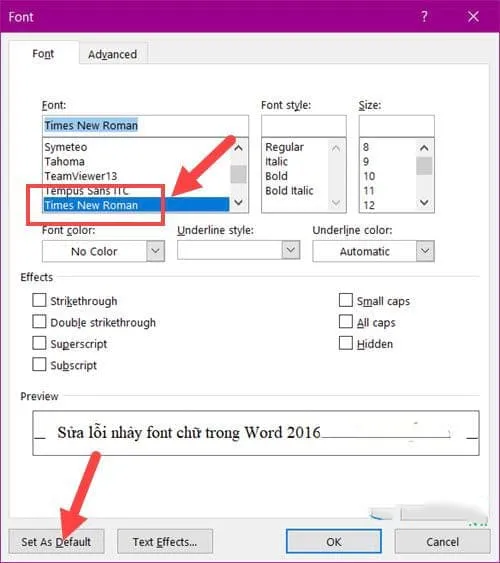 cach sua loi nhay font chu trong word 2016 2