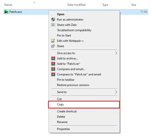Copy file Patch.exe đến thư mục gốc của IDM