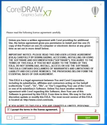 Hướng Dẫn Tải Và Cài Đặt Phần Mềm Corel X7 Đầy Đủ Nhất 5 Tích chọn I Accept