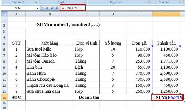 Tổng Hợp Các Hàm Cơ Bản Trong Excel Hay Dùng Nhất 4 Hàm SUM