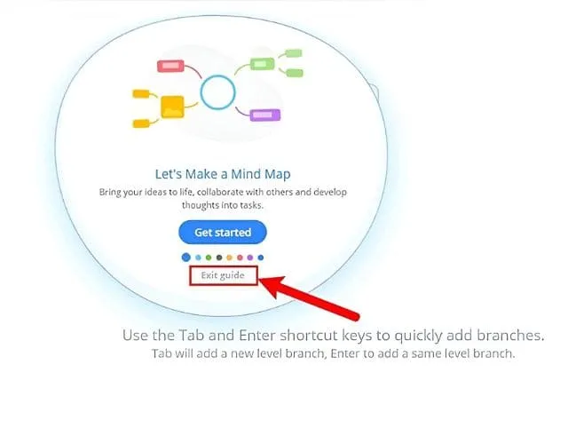 Tải iMindMap – Phần mềm sơ đồ tư duy chuyên nghiệp 18 Nhấn Exit Guide để vẽ sơ đồ