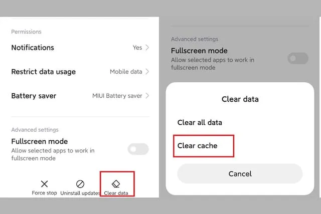 Tải PES 2023 và trải nghiệm game bóng đá đỉnh cao 6 Bạn chọn Clear data > Clear Cache
