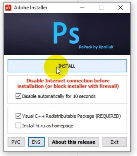 Link Tải Adobe Photoshop CC 2019 Miễn Phí - Link Drive 4 Tick như hình rồi ấn Install