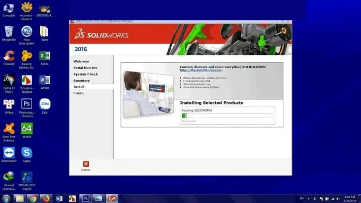 Link Tải Solidworks 2016 Miễn Phí Và Hướng Dẫn Cài Đặt 10 Giao diện phần mềm đang được cài đặt