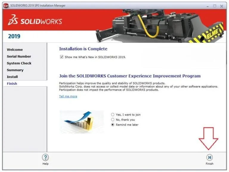Link tải đầy đủ và hướng dẫn cài Solidworks 2019 - Đã test 14 Chọn Finish