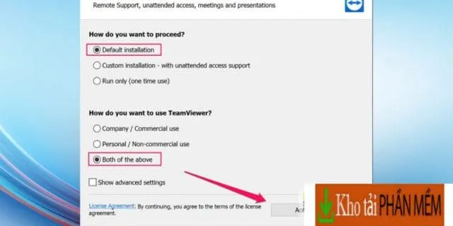 TeamViewer full crack - Giải pháp kết nối từ xa miễn phí 5 Bạn tick vào Accept ở bước này