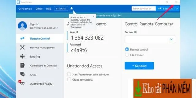 TeamViewer full crack - Giải pháp kết nối từ xa miễn phí 6 Click vào X để tắt cửa sổ này