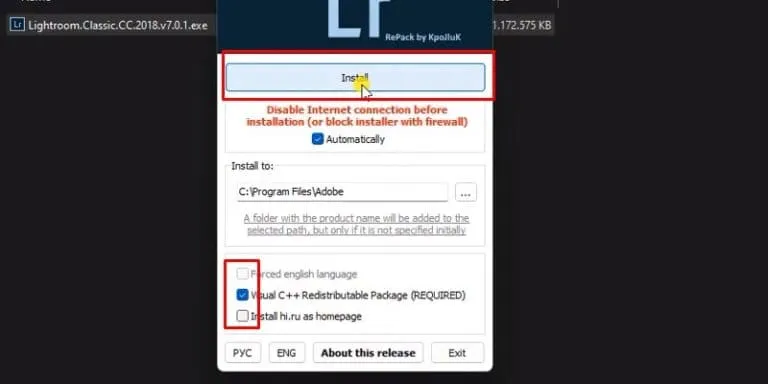 Adobe Lightroom 2018: Phần mềm chỉnh sửa ảnh chuyên nghiệp 5 Tích và nhấn install