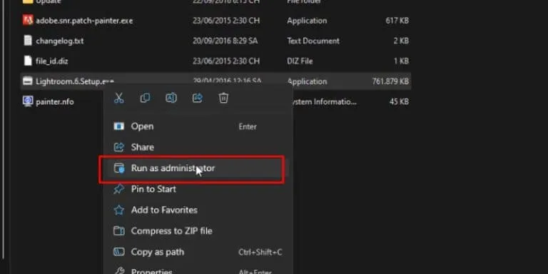Tải Adobe Lightroom CS6: Phần mềm chỉnh sửa ảnh chuyên nghiệp 4 Chạy phần mềm bằng quyền Admin