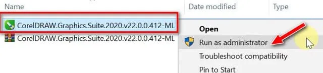 Hướng Dẫn Tải Và Cài Đặt CorelDraw 2020 Chi Tiết Nhất 4 Chạy file dưới đây bằng quyền Admininstrator